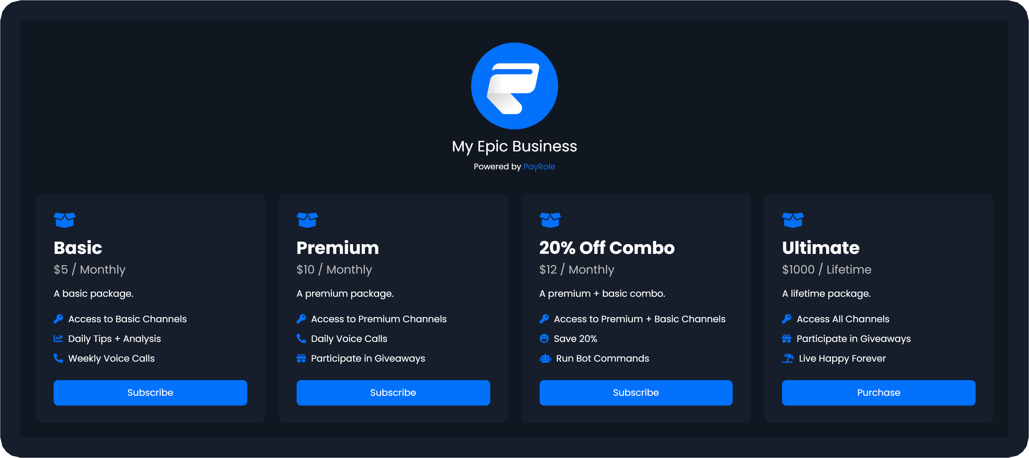 PayRole Demo Store Page
